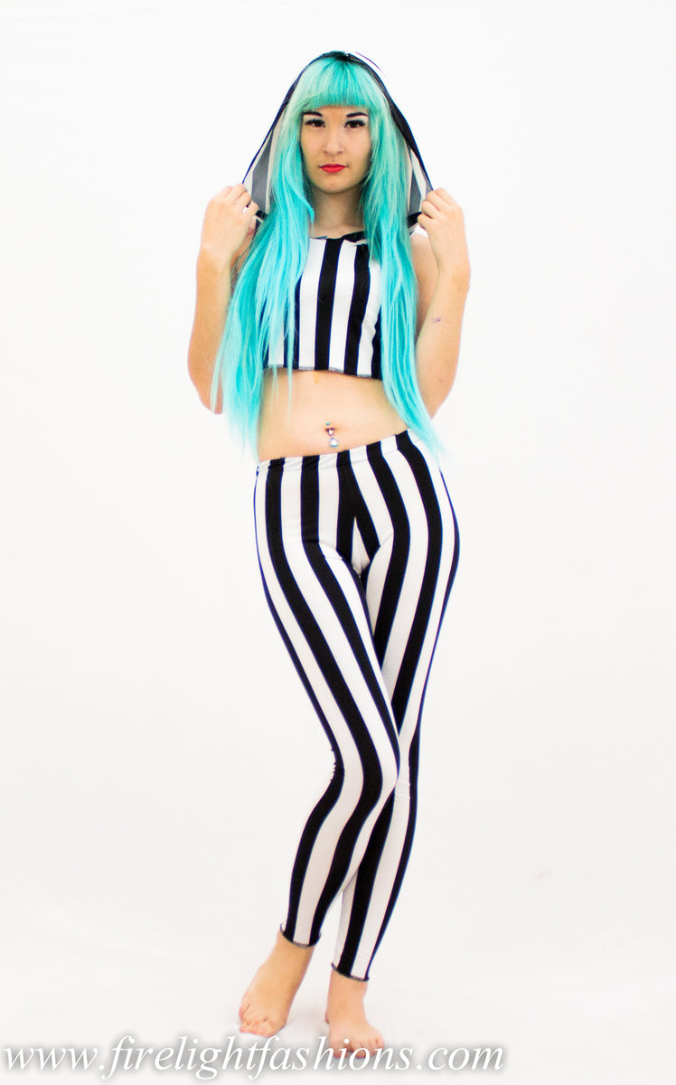 B/W Stripe Feminine Leggings – Rave Circus