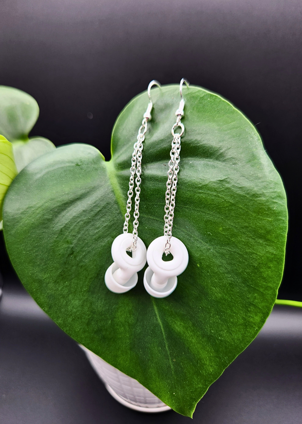 Loop Earplug Earrings - White